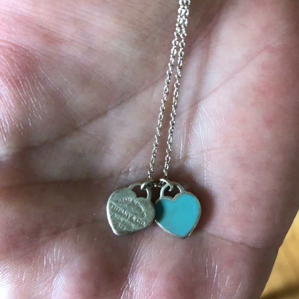 Tiffany Blue Double Heart Tag Pendant